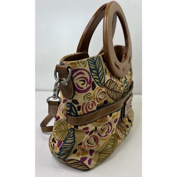 Relic Brand Collection Floral Handbag Canvas Wood Summer Crossbody Festive - Picture 4 of 10